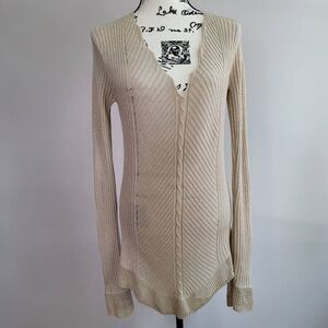 Vintage Y2K tunic‎ sweater extra long sleeves beige medium boho lagom